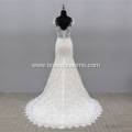 lace detachable train luxury short sleeve mermaid sexy wedding dress